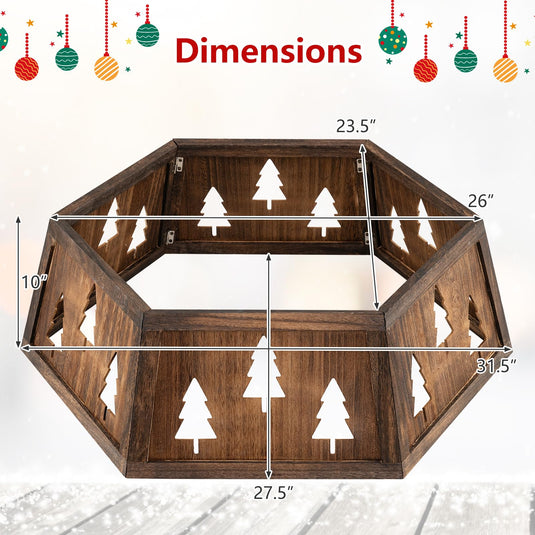 Goplus 31.5" Wood Christmas Tree Collar |  Fits up to 6 ft-9 ft Christmas Tree