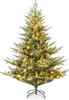 Goplus 6FT / 7FT Pre-Lit Artificial Christmas Tree with PVC & PE Mixed Branch Tips
