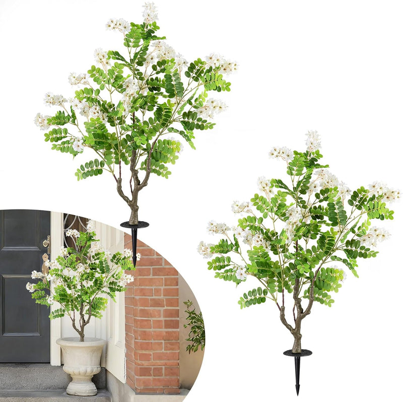 Load image into Gallery viewer, Goplus 39” 2 Pack Artificial Locust Flower Trees with Ground Spikes | Sophora Japonica Blossoms
