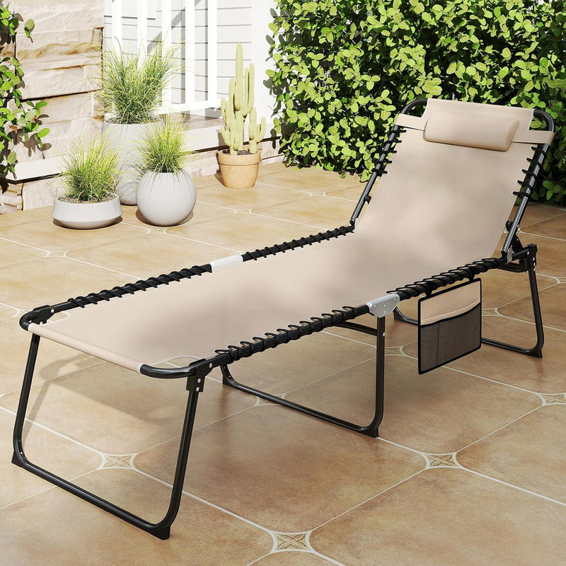 Load image into Gallery viewer, Goplus Extra Large Lounge Chair Outdoor Folding 5-Position Tanning Chair
