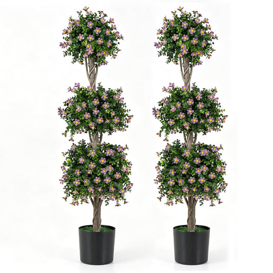Goplus 51" Artificial Topiary Tree w/3 Topiary Balls | Front Porch Indoor Entryway Home Office Decoration