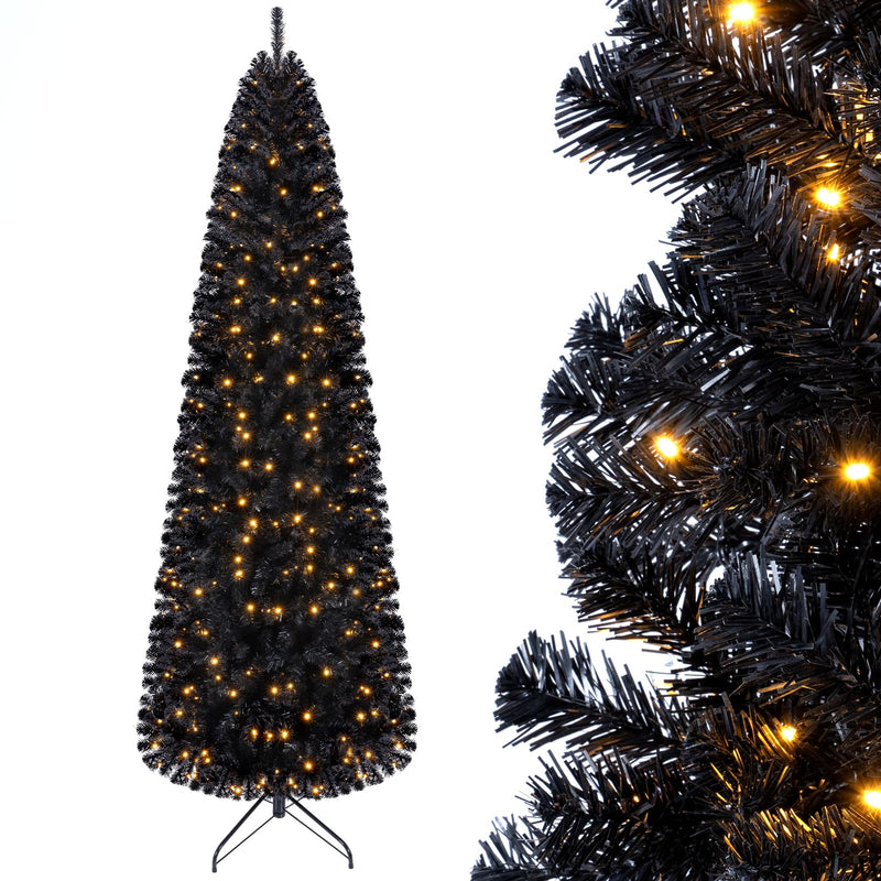 Load image into Gallery viewer, Goplus 7FT/8FT Pencil Christmas Tree with 8 Lighting Modes | Slim Artificial Fir Xmas Tree
