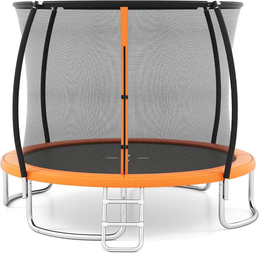 Goplus 8FT 10FT 12FT ASTM Approved Heavy-Duty Recreational Kids Trampoline w/Safety Enclosure Net