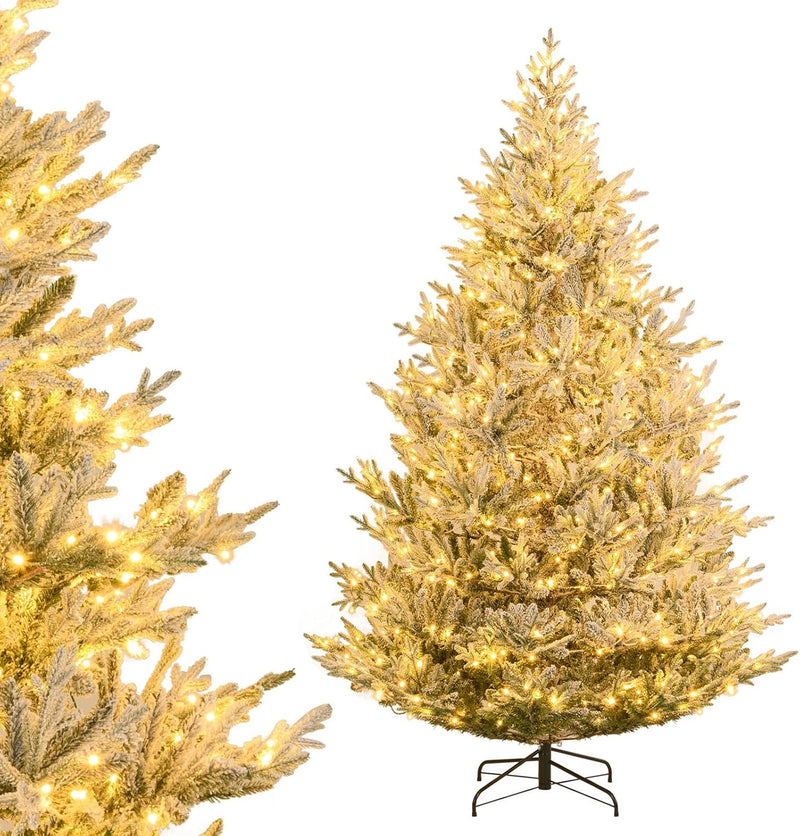 Load image into Gallery viewer, Goplus 6FT / 7FT / 8FT Pre-Lit Snow Flocked Christmas Tree | Holiday Home Office Decoration
