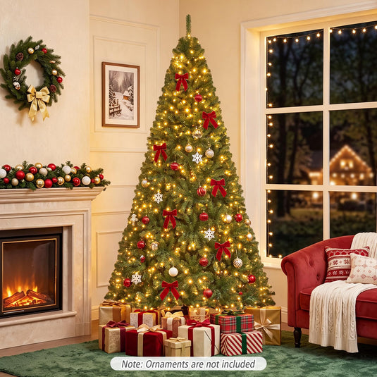 Goplus 8FT/7FT Artificial Christmas Tree | Holiday Decoration Tree Indoor Outdoor