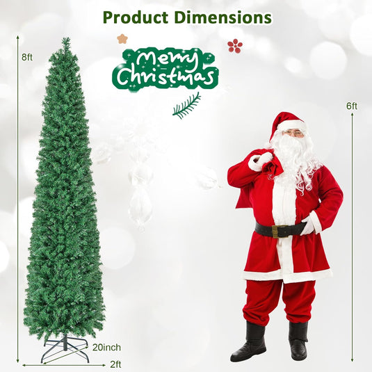 Goplus 6ft / 7ft / 8ft Fiber Optic Pencil Christmas Tree Xmas Full Tree for Home Office Holiday Decor