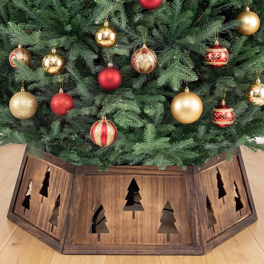 Goplus 31.5" Wood Christmas Tree Collar |  Fits up to 6 ft-9 ft Christmas Tree