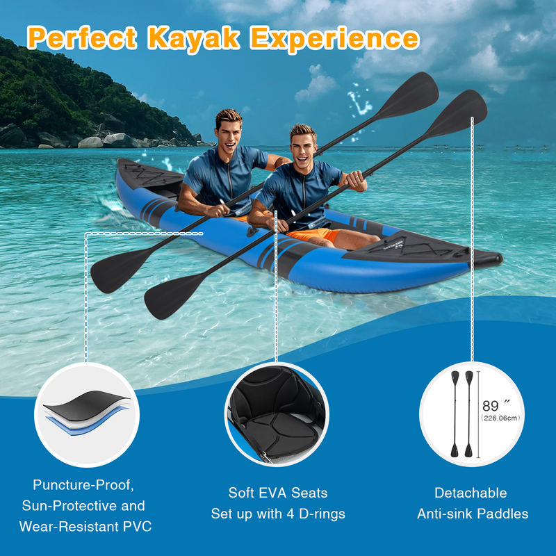Load image into Gallery viewer, Goplus 12.5 ft Inflatable Tandem Kayak | 1-2 Person Canoe | 507 lbs Capacity | Includes All Accessories &amp; Carry Bag
