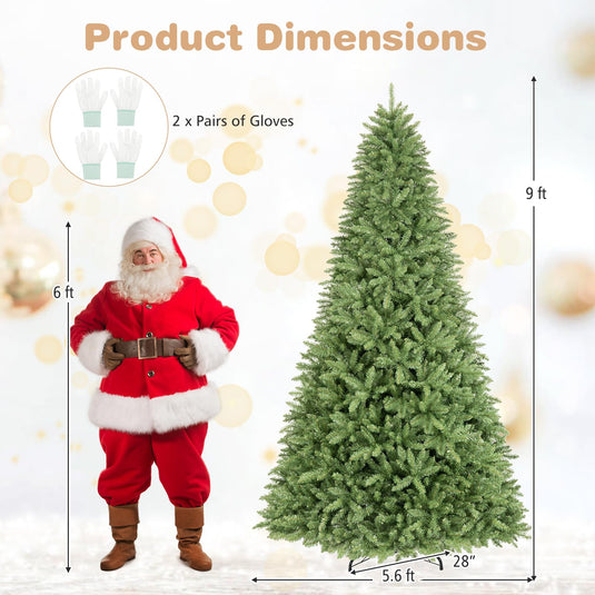 Goplus Artificial Christmas Tree | Unlit Hinged Full Xmas Tree with Folding Metal Stand