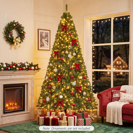 Goplus 9FT Artificial Christmas Tree | Full Xmas Tree w/2944 Branch Tips and 2 Lighting Colors
