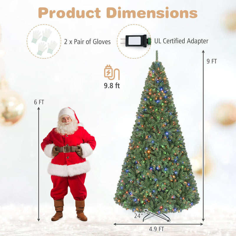 Load image into Gallery viewer, Goplus 9FT Artificial Christmas Tree | Full Xmas Tree w/2944 Branch Tips and 2 Lighting Colors
