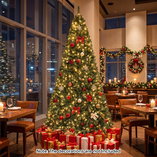 Goplus 9FT Artificial Christmas Tree | Full Xmas Tree w/2944 Branch Tips and 2 Lighting Colors