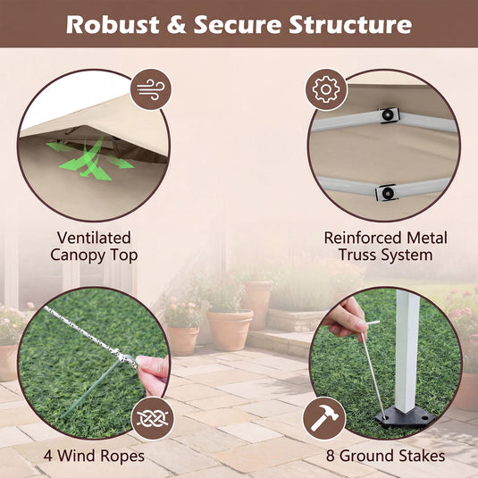 Goplus 11.5 x 11.5 FT Pop-up Gazebo One-Person Easy Setup Canopy Tent with Mesh Screen Netting