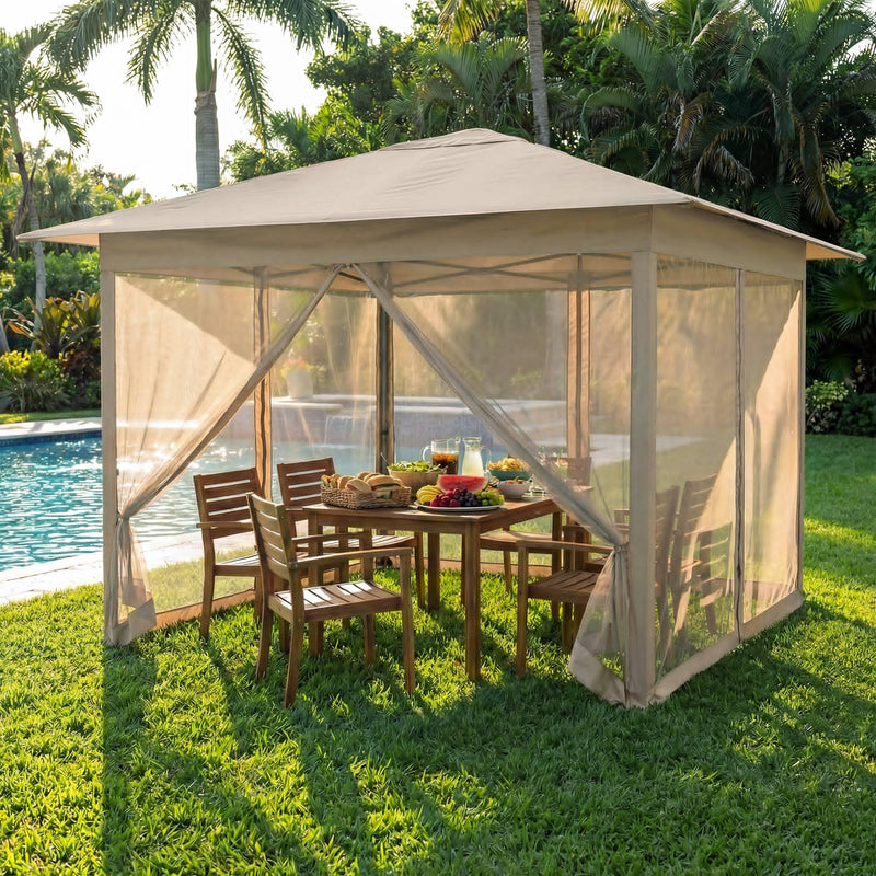 Load image into Gallery viewer, Goplus 11.5 x 11.5 FT Pop-up Gazebo One-Person Easy Setup Canopy Tent with Mesh Screen Netting
