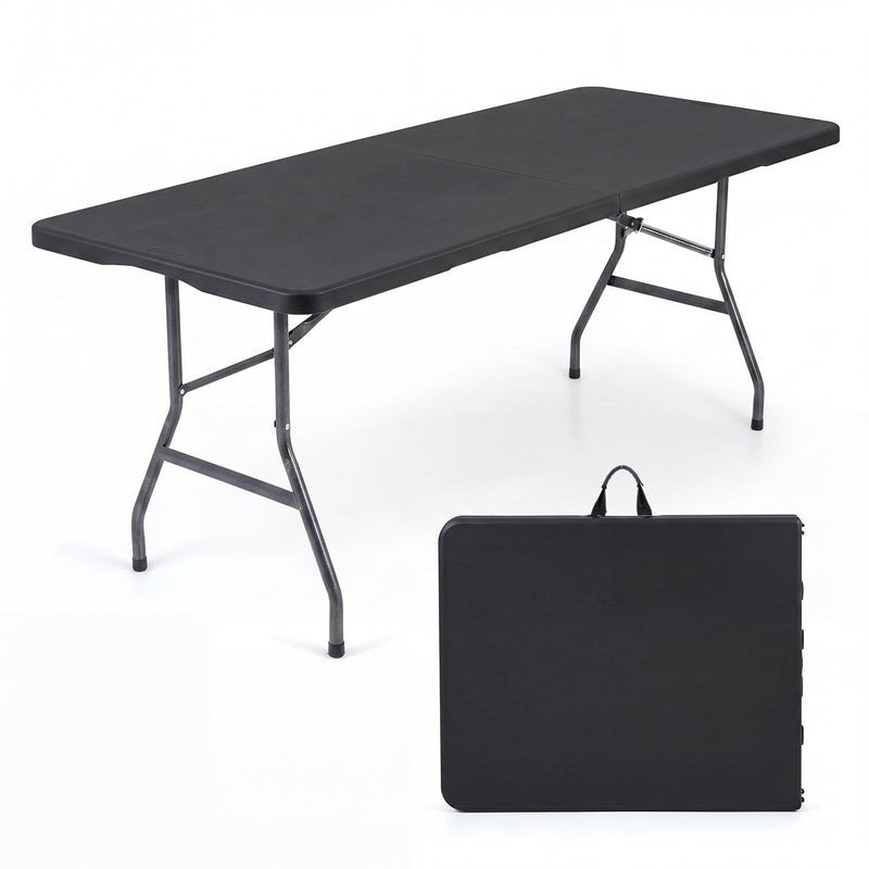 Load image into Gallery viewer, Goplus 6 FT Plastic Folding Table | Fold-in-Half Camping Table with Carry Handle
