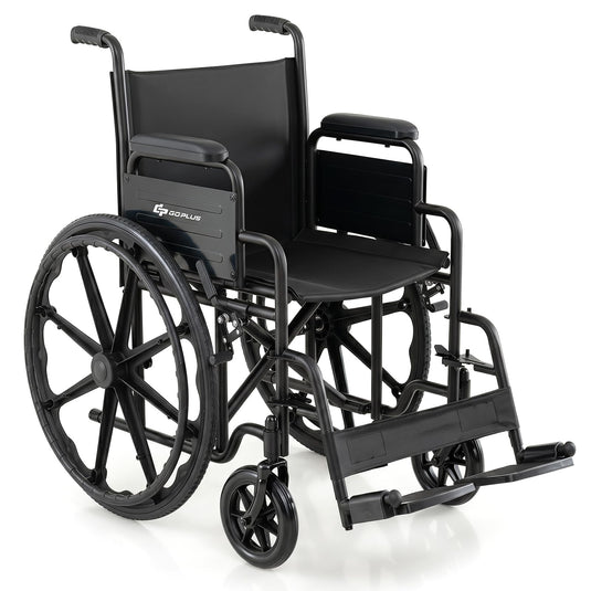 Goplus Lightweight Folding Wheelchair for Adults w/Swing-Away Footrest & Desk Arm