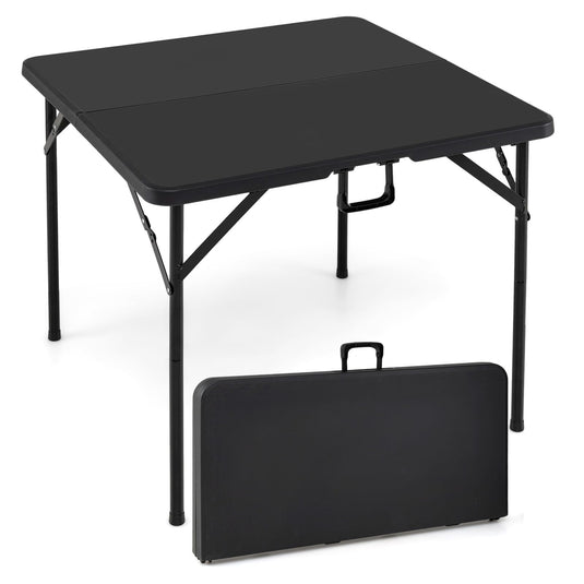 Goplus 34” Folding Table | Square Foldable Card Table for Indoor Outdoor Use