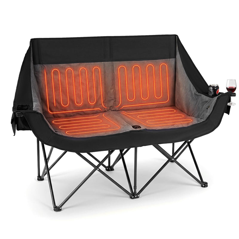 Load image into Gallery viewer, Goplus Heated Double Camping Chair w/4 Heating Zones &amp; 3 Heat Levels

