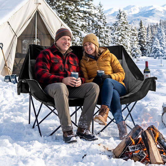 Goplus Heated Double Camping Chair w/4 Heating Zones & 3 Heat Levels