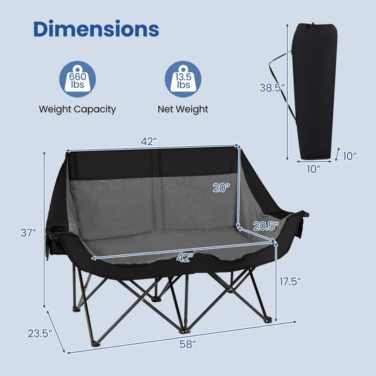 Goplus Heated Double Camping Chair w/4 Heating Zones & 3 Heat Levels