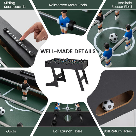 Goplus 48" Folding Foosball Table Full Competition Size Soccer Table for Adults Family Night