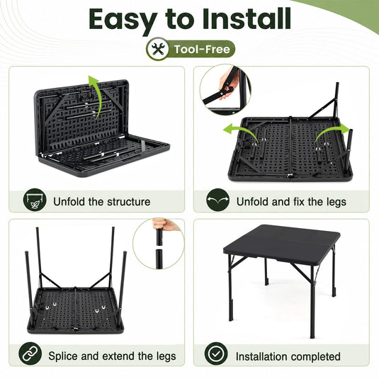 Goplus 34” Folding Table | Square Foldable Card Table for Indoor Outdoor Use