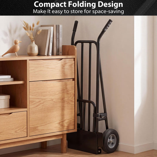 Goplus Hand Truck Dolly Heavy Duty Metal Moving Dolly Cart with Dual Foldable Nose Plates