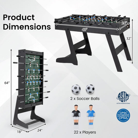 Goplus 48" Folding Foosball Table Full Competition Size Soccer Table for Adults Family Night