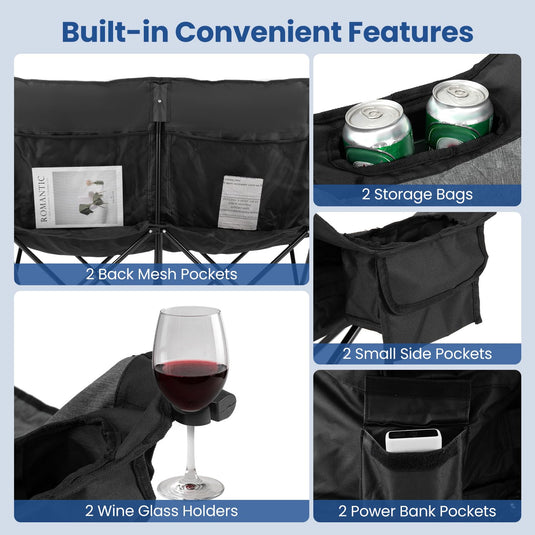 Goplus Heated Double Camping Chair w/4 Heating Zones & 3 Heat Levels