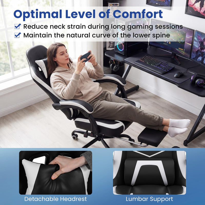 Load image into Gallery viewer, Goplus Ergonomic Computer Chair with Footrest Lumbar Support Linkage Armrests
