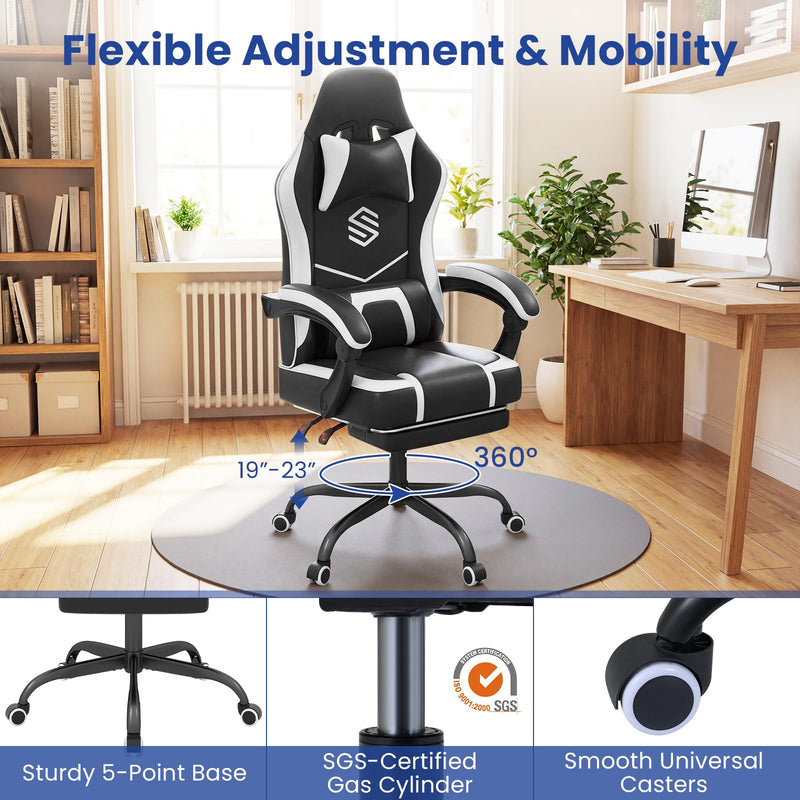 Load image into Gallery viewer, Goplus Ergonomic Computer Chair with Footrest Lumbar Support Linkage Armrests
