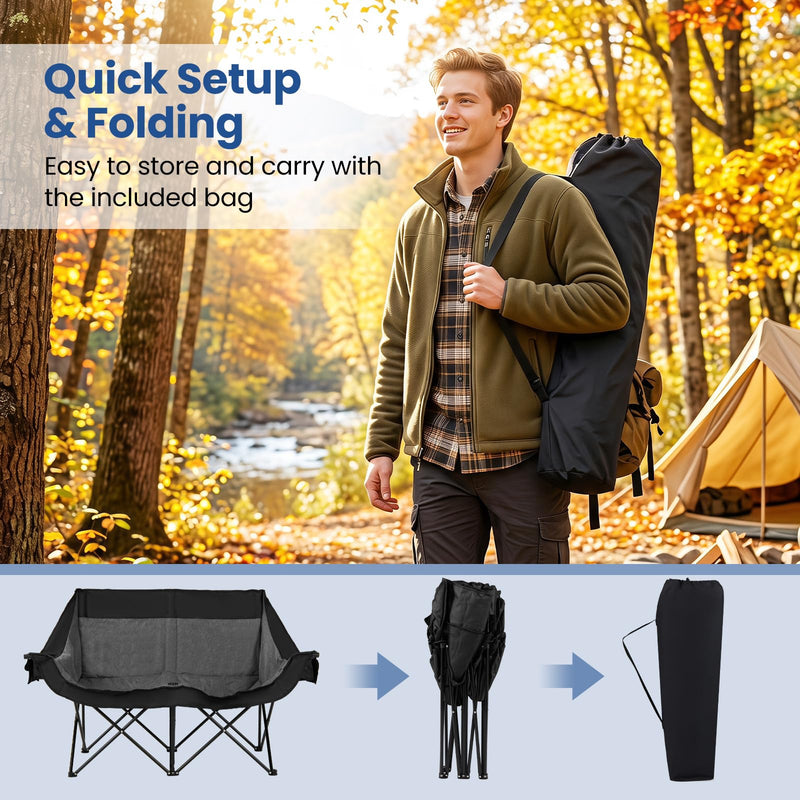 Load image into Gallery viewer, Goplus Heated Double Camping Chair w/4 Heating Zones &amp; 3 Heat Levels
