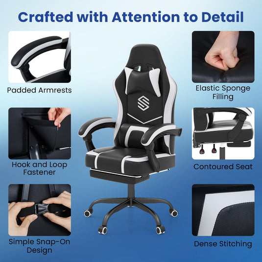 Goplus Ergonomic Computer Chair with Footrest Lumbar Support Linkage Armrests