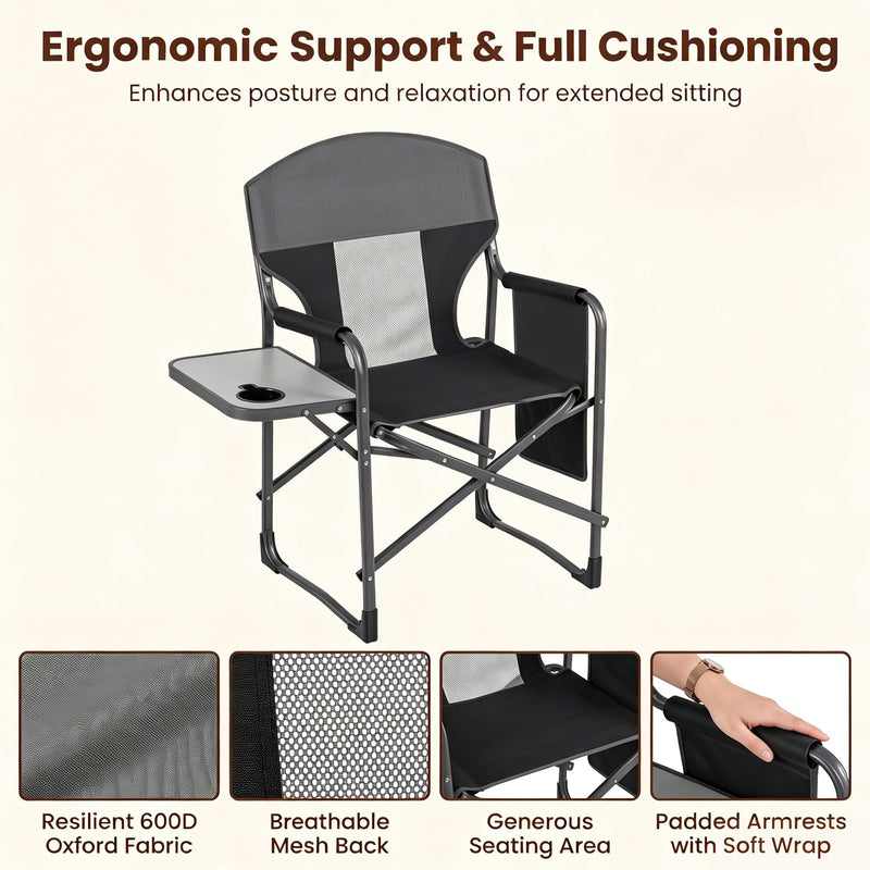 Load image into Gallery viewer, Goplus Folding Camping Chair| Lightweight Directors Lawn Chair w/Side Table
