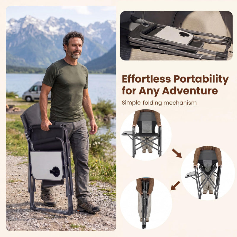 Load image into Gallery viewer, Goplus Folding Camping Chair| Lightweight Directors Lawn Chair w/Side Table
