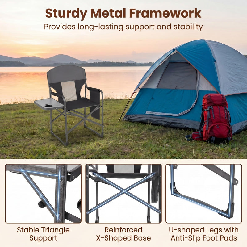 Load image into Gallery viewer, Goplus Folding Camping Chair| Lightweight Directors Lawn Chair w/Side Table
