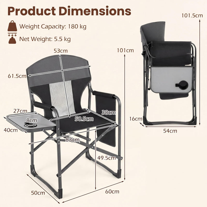 Load image into Gallery viewer, Goplus Folding Camping Chair| Lightweight Directors Lawn Chair w/Side Table

