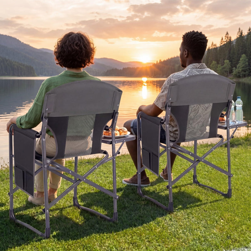 Load image into Gallery viewer, Goplus Folding Camping Chair| Lightweight Directors Lawn Chair w/Side Table
