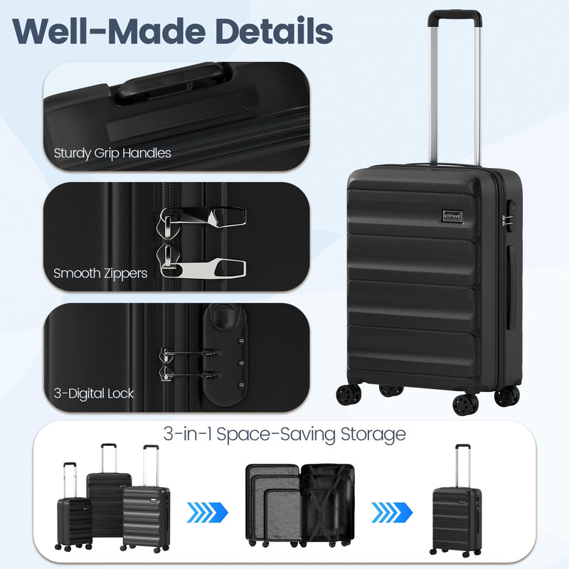 Load image into Gallery viewer, Goplus 20/24/28 Inch Lightweight Hardshell Suitcases with 360° Spinner Wheels(3 Piece Wide Cross Stripe)
