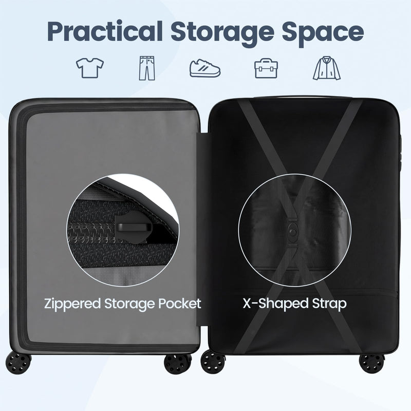 Load image into Gallery viewer, Goplus 20/24/28 Inch Lightweight Hardshell Suitcases with 360° Spinner Wheels(3 Piece Wide Cross Stripe)
