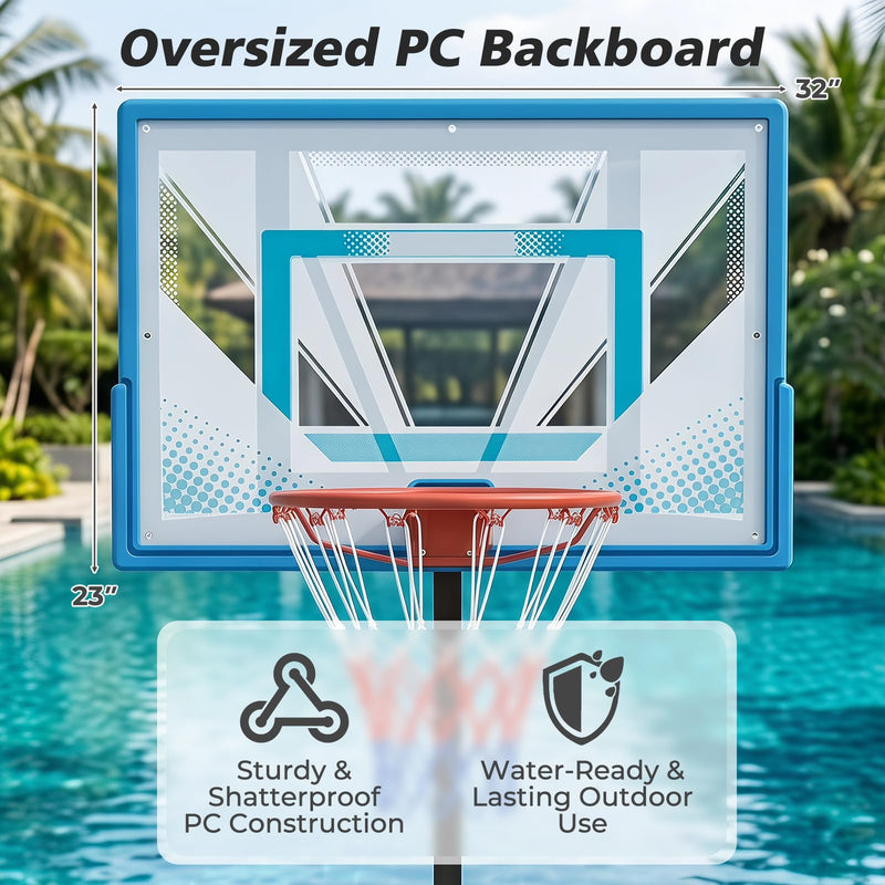 Load image into Gallery viewer, Goplus Pool Basketball Hoop | Height Basketball Goal with 32" Shatterproof Backboard
