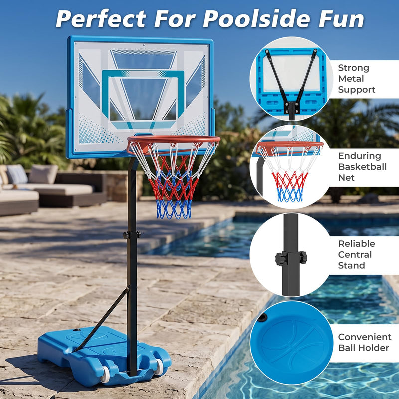 Load image into Gallery viewer, Goplus Pool Basketball Hoop | Height Basketball Goal with 32" Shatterproof Backboard
