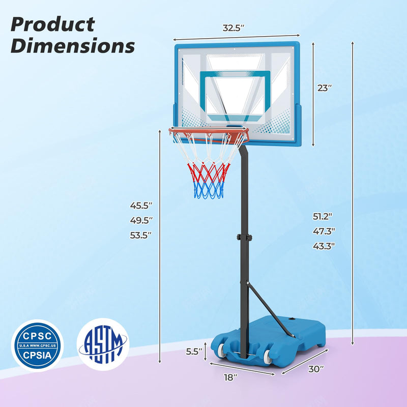 Load image into Gallery viewer, Goplus Pool Basketball Hoop | Height Basketball Goal with 32" Shatterproof Backboard
