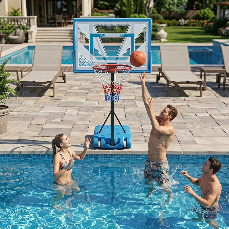 Load image into Gallery viewer, Goplus Pool Basketball Hoop | Height Basketball Goal with 32" Shatterproof Backboard
