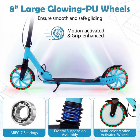 Goplus Foldable Kick Scooter for Teens Adults with Light-up Wheels