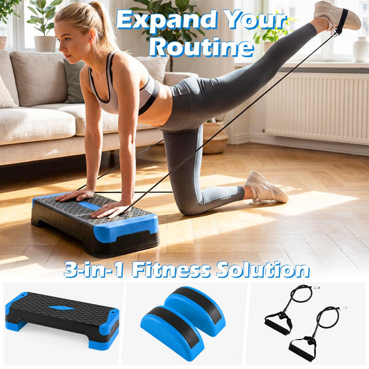 Goplus 3-in-1 Aerobic Step Platform 600 LBS Adjustable Exercise Stepper