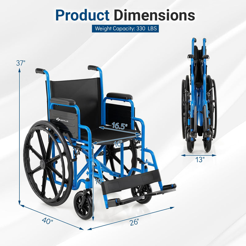 Load image into Gallery viewer, Goplus Lightweight Folding Wheelchair for Adults w/Swing-Away Footrest &amp; Desk Arm
