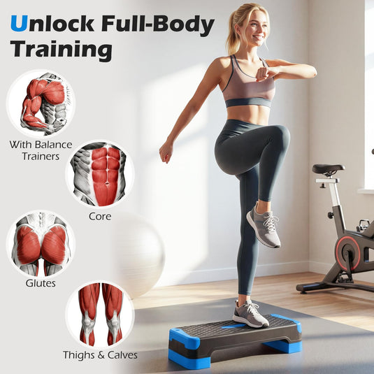 Goplus 3-in-1 Aerobic Step Platform 600 LBS Adjustable Exercise Stepper