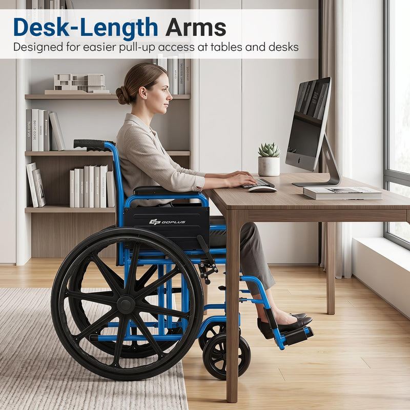 Load image into Gallery viewer, Goplus Lightweight Folding Wheelchair for Adults w/Swing-Away Footrest &amp; Desk Arm
