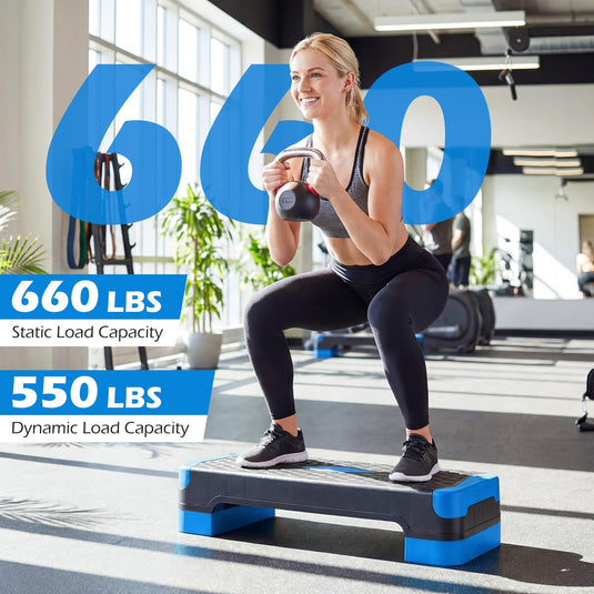 Goplus 3-in-1 Aerobic Step Platform 600 LBS Adjustable Exercise Stepper